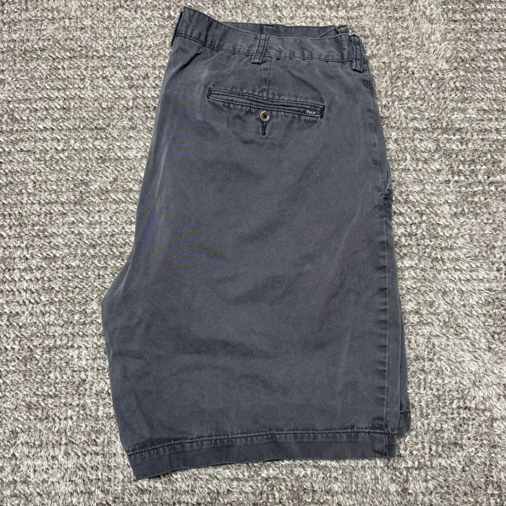 Polo Ralph Lauren Mens Chino Shorts Size 40 Faded Black Flat Front Cotton